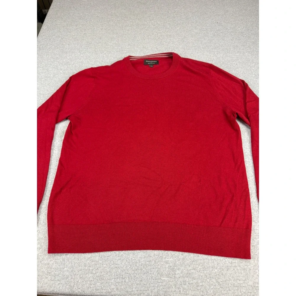 Banana Republic Mens Red Premium Luxe Yarn Cotton Silk Cashmere Sweater Large